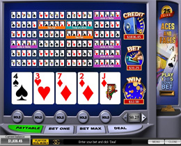 Screenshot of a 25 Line Aces and Faces Poker Game