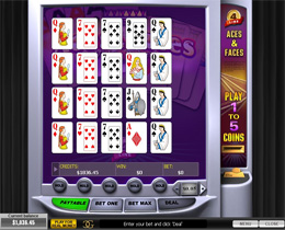 Screenshot of a 4 Line Aces and Faces Poker Game
