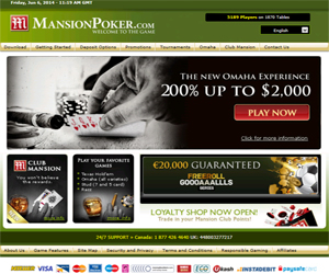 Screenshot of Mansion Poker Website