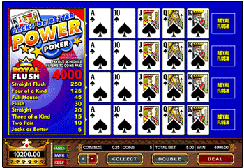 Jacks or Better Power Poker Screenshot showing Royal Flush