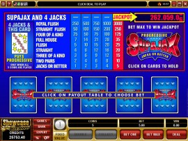 Screenshot of a Supajax Video Poker Game
